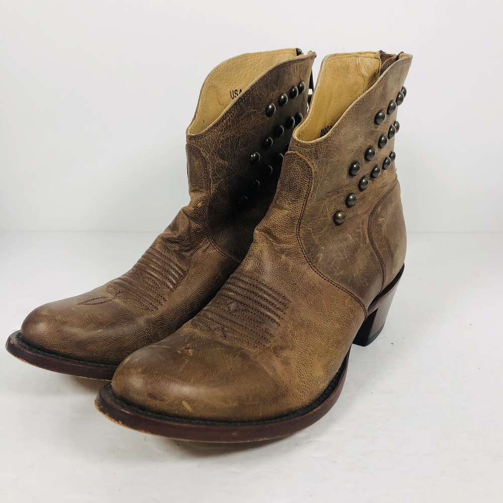 Shyanne Brown ANKLE LEATHER 6.5 B Western Studded WESTERN Fringe Boots BBW202 - Picture 3 of 9
